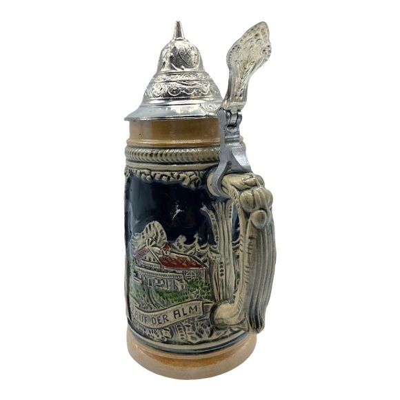 VINTAGE WESTERN Germany DRM 63 Beer Stein Mug with Lid 12 oz - Picture 3 of 10